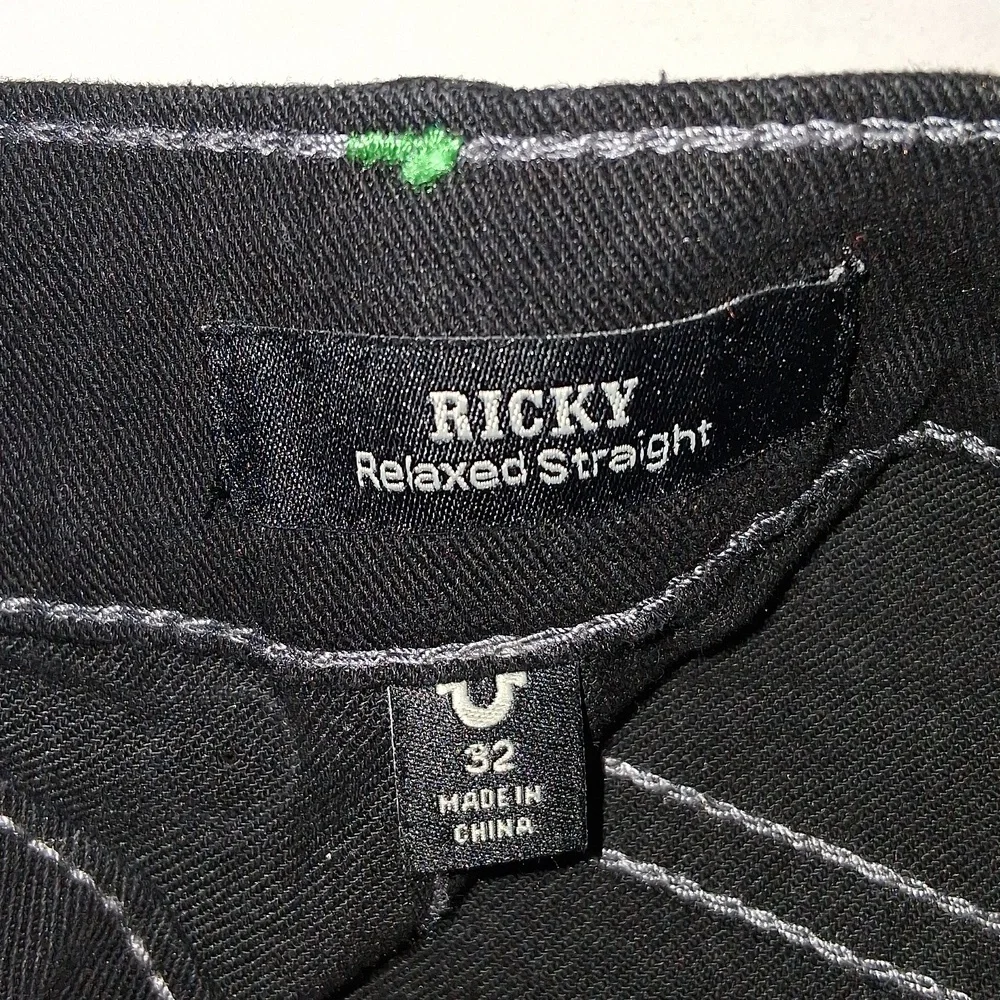 True Religion Ricky Relaxed Straight Jeans Size-32x34 Black NWT